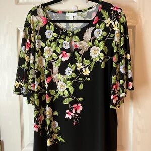 Charter Club Black Floral Blouse